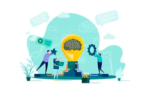 Brainstorming concept in flat style. Stock Illustration