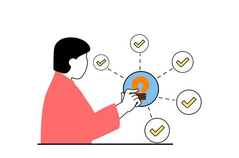 Brainstorming concept with people scene in flat web design. Man creating task 스톡 일러스트