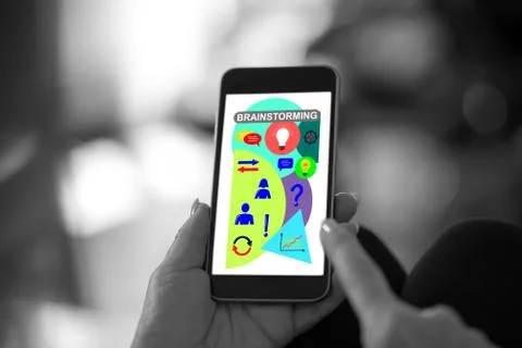 Brainstorming concept on a smartphone Фото