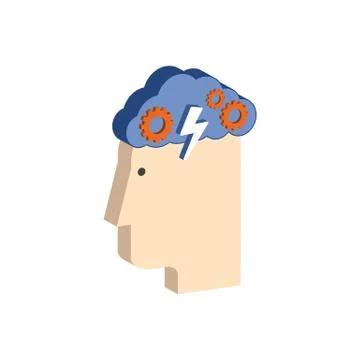 Brainstorming concept symbol. Flat Isometric Icon or Logo. 3D Style Pictogram Stock Illustration