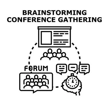 Brainstorming conference gathering creative ideas planning forum Stock Illustration