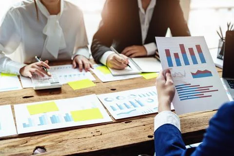 Brainstorming, consultation, data analysis, planning, marketing, accounting Stock Photos