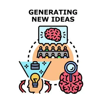 Brainstorming creative process generating new business ideas Stock Illustration