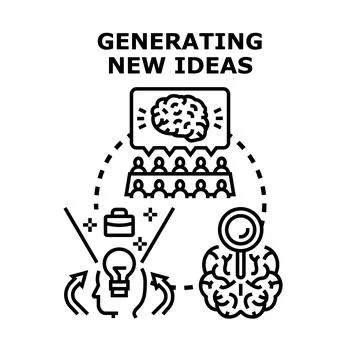 Brainstorming creative process generating new business ideas Stockillustratie