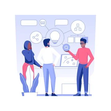 Brainstorming with creative team isolated concept vector illustration. Ilustración de archivo