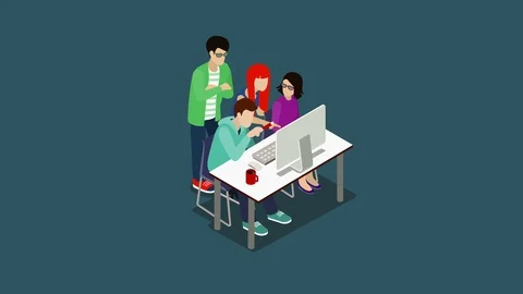Brainstorming creative team isometric cartoon animated concept. Vidéo 89388275