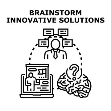 Brainstorming creative thinking for innovative business solutions Stock Illustration