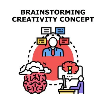 Brainstorming creativity concept developing ideas for business Stock Illustration
