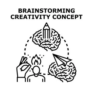 Brainstorming creativity concept developing new ideas solution process Stock Illustration