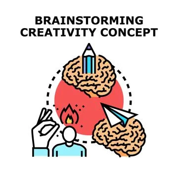 Brainstorming creativity concept developing new ideas solution process Stock Illustration