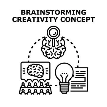 Brainstorming creativity concept generating business ideas Stock Illustration
