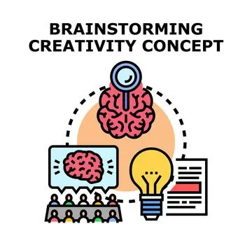 Brainstorming creativity concept generating business ideas Stock Illustration