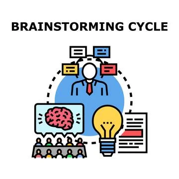 Brainstorming cycle generating new business ideas and solutions イラスト素材