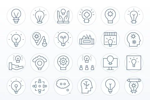 Brainstorming Design Vector Icons featuring 24 Detail Enhanced Thin Line Styl Stockillustratie