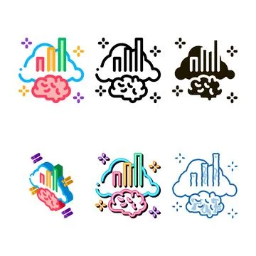Brainstorming designs chart icon vector outline Stock Illustration