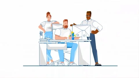 Brainstorming At The Desk 2D Animation Stock-Footage 278455614
