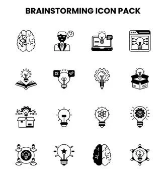 Brainstorming DuoTone Bundle Icons Pack Ilustración de archivo
