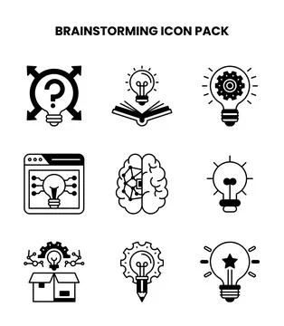 Brainstorming DuoTone Design Icons Pack Stock Illustration