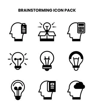 Brainstorming DuoTone Icons Pack Stock Illustration