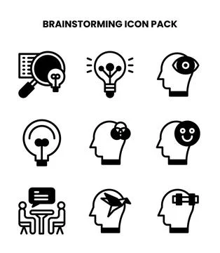 Brainstorming DuoTone UI Icons Pack Stock Illustration