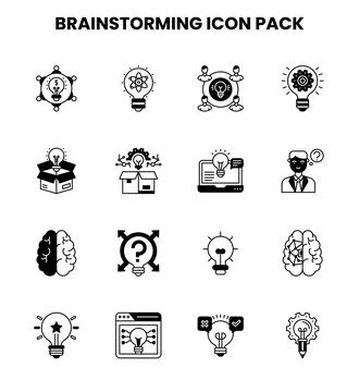 Brainstorming DuoTone UI Icons Pack Stock Illustration