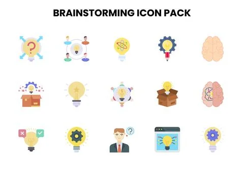 Brainstorming Flat Bundle Icons Pack 스톡 일러스트