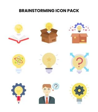 Brainstorming Flat Bundle Icons Pack Stock Illustration