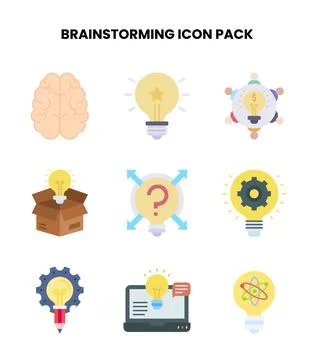 Brainstorming Flat Collection Icons Pack Ilustración de archivo