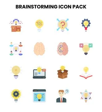 Brainstorming Flat Graphics Icons Pack Stockillustratie