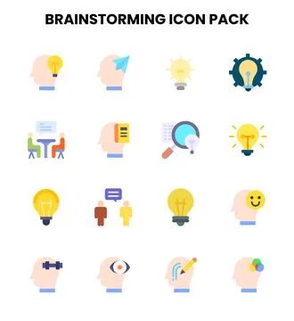 Brainstorming Flat Graphics Icons Pack Stock Illustration