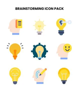 Brainstorming Flat Graphics Icons Pack Stock Illustration