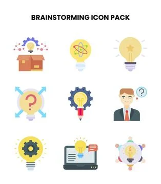 Brainstorming Flat Icons Pack Ilustración de archivo