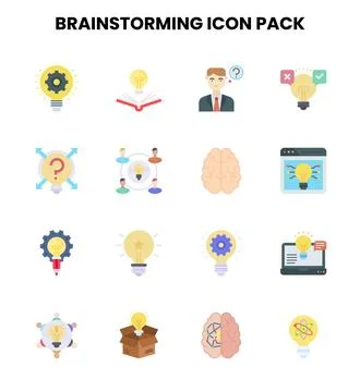 Brainstorming Flat Icons Pack Ilustración de archivo