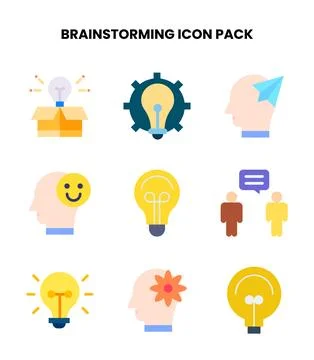 Brainstorming Flat Icons Pack Ilustración de archivo