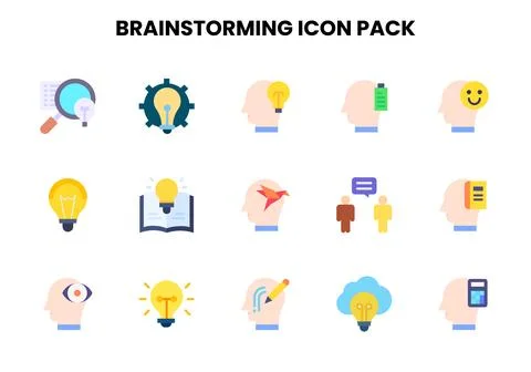 Brainstorming Flat SVG Icons Pack Ilustración de archivo