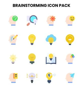 Brainstorming Flat UI Icons Pack 스톡 일러스트