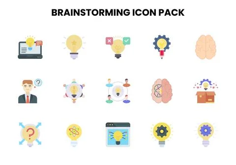 Brainstorming Flat Vector Icons Pack イラスト素材