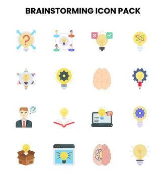 Brainstorming Flat Vector Icons Pack イラスト素材