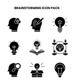 Brainstorming Glyph Bundle Icons Pack Ilustración de archivo