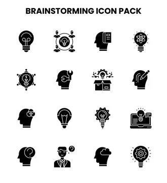 Brainstorming Glyph Collection Icons Pack Ilustración de archivo