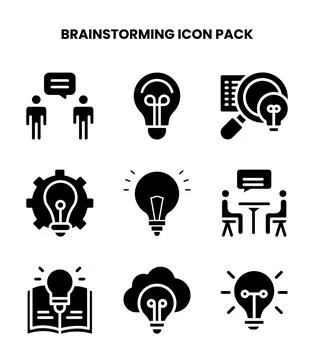 Brainstorming Glyph Collection Icons Pack Stock Illustration