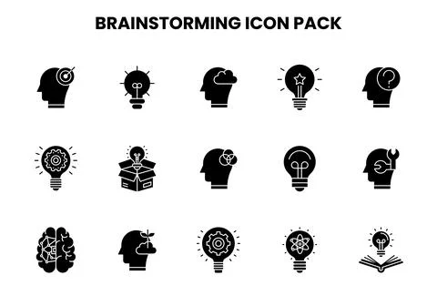 Brainstorming Glyph Icons Pack Ilustración de archivo