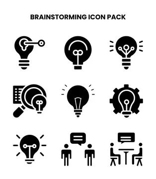 Brainstorming Glyph UI Icons Pack 库存插图