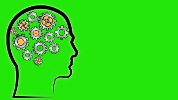Brainstorming. Head brain and gears. Version 5 green screen 動画素材 86089788