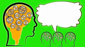 Brainstorming. Head brain and gears. Speech bubble on background. Version 3 Stock Footage 86090096