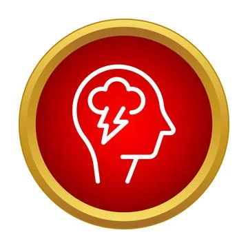 Brainstorming head with lightning cloud icon concept Stock Illustration