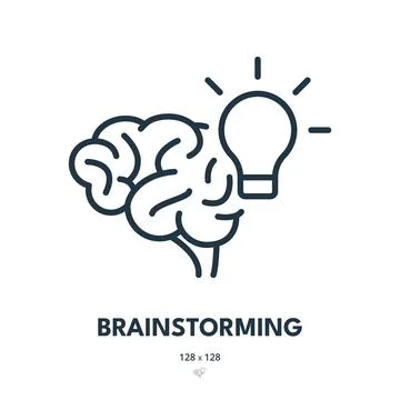 Brainstorming Icon. Idea, Brain, Creativity. Editable Stroke. Simple Vector Icon Stock Illustration