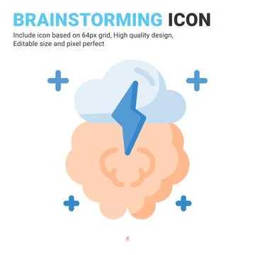 Brainstorming icon vector with flat color style isolated on white background Illustrazione stock
