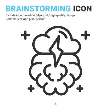 Brainstorming icon vector with outline style isolated on white background 스톡 일러스트