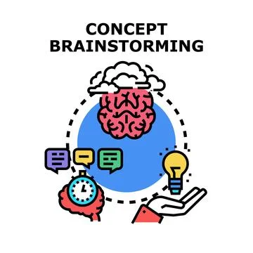 Brainstorming idea concept developing creative solution process Illustrazione stock